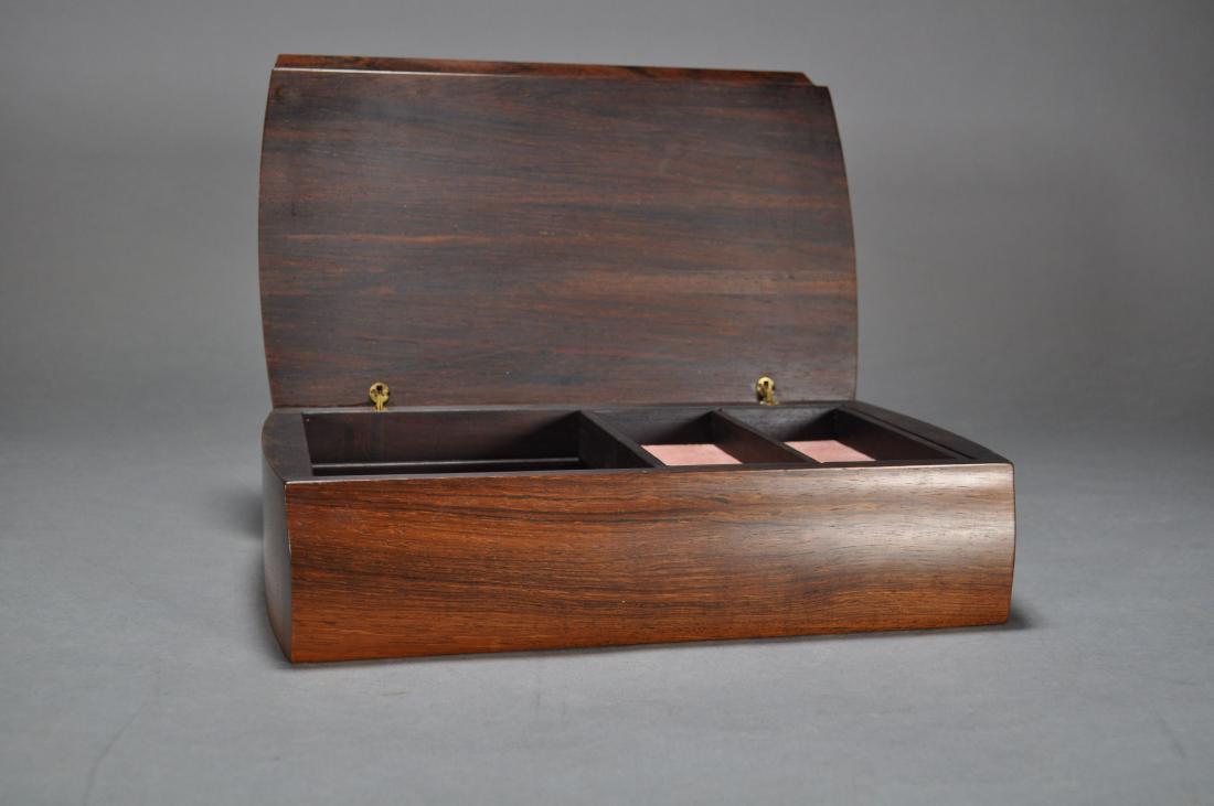 Brazilian Rosewood & Silver Jewelry Box,: 12 1/2x 8 7/8 X 4", Signed Bruce Parker.