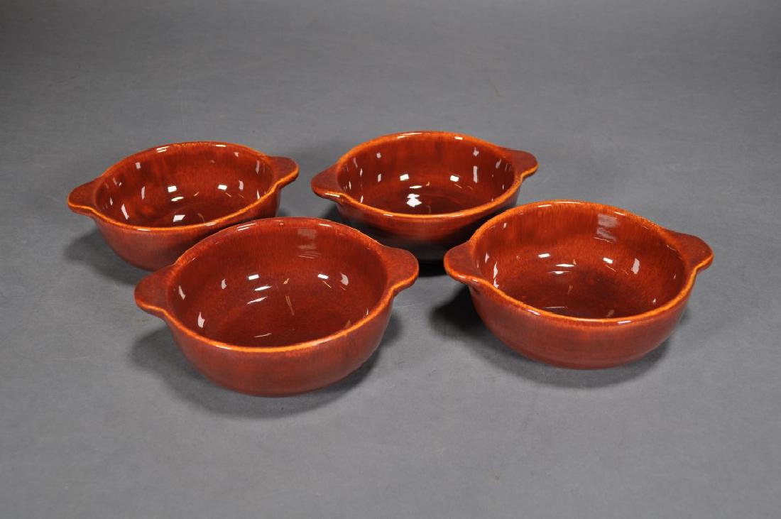 Vintage Gladding Mcbean Soup Bowls Set Of 4,: Double Side Handles, 6 7/8"w, Marked. Made In Usa.