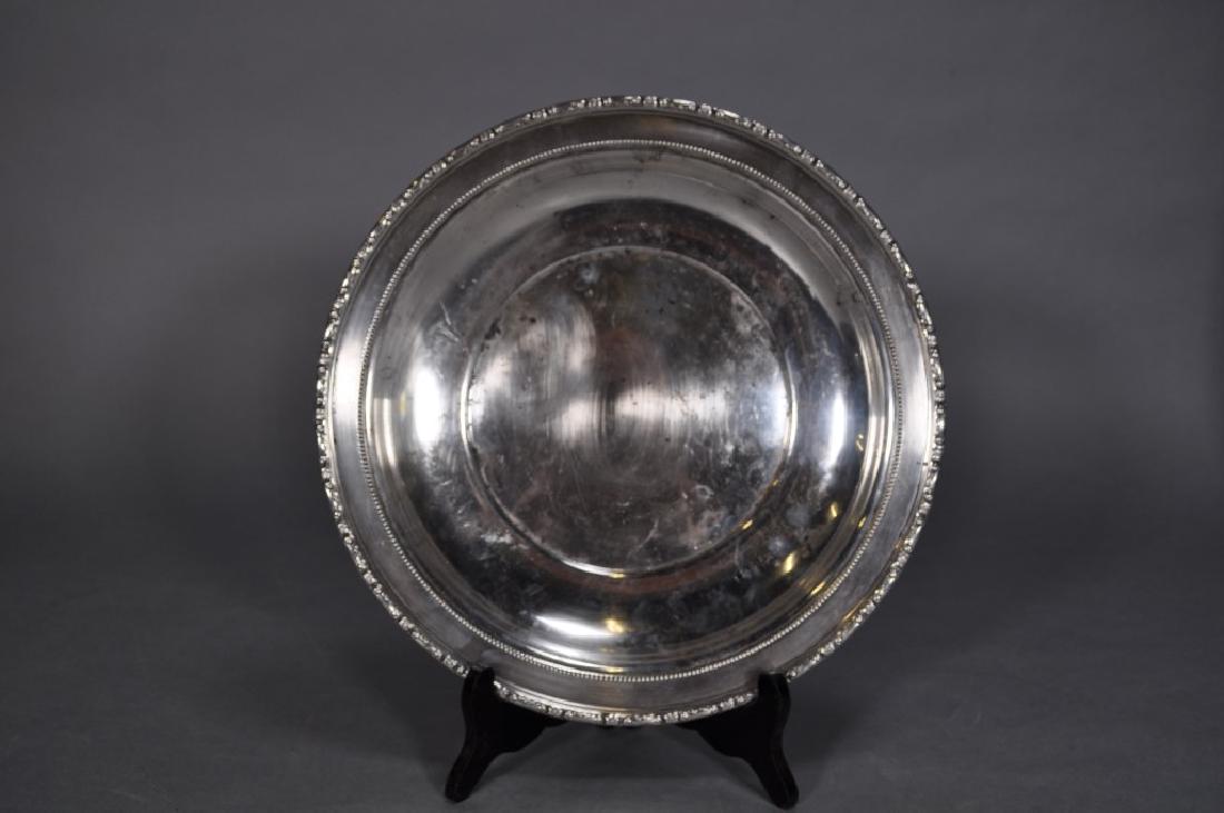 Towle Sterling Silver Tray, Bead & Floral Border,: Low Foot, 11 7/8"w 1 1/2"h, Weight: 575 Gram/ 18.48 Troy Oz. Hallmarked Sterling 66440.