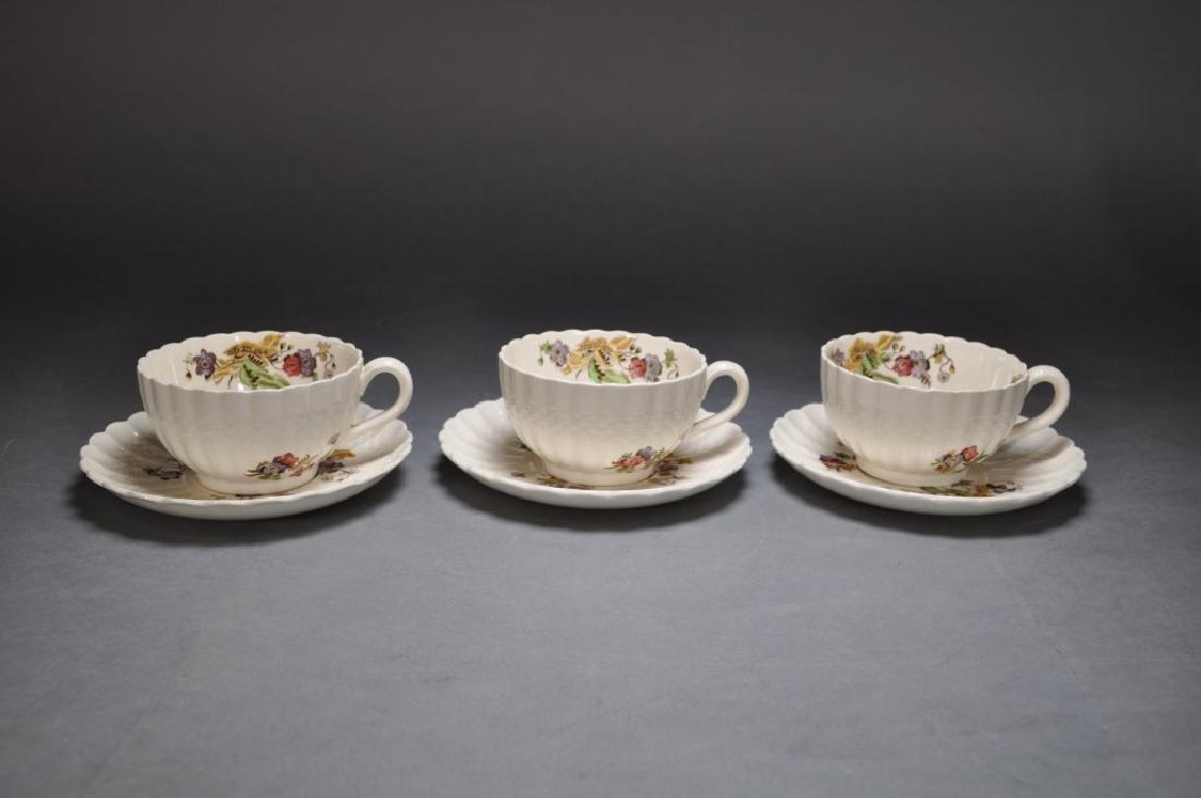 Copeland Spode Wicker Land Cups & Saucers,: 3 Cups, 3 Saucers, Marked. One Saucer Has Crack.