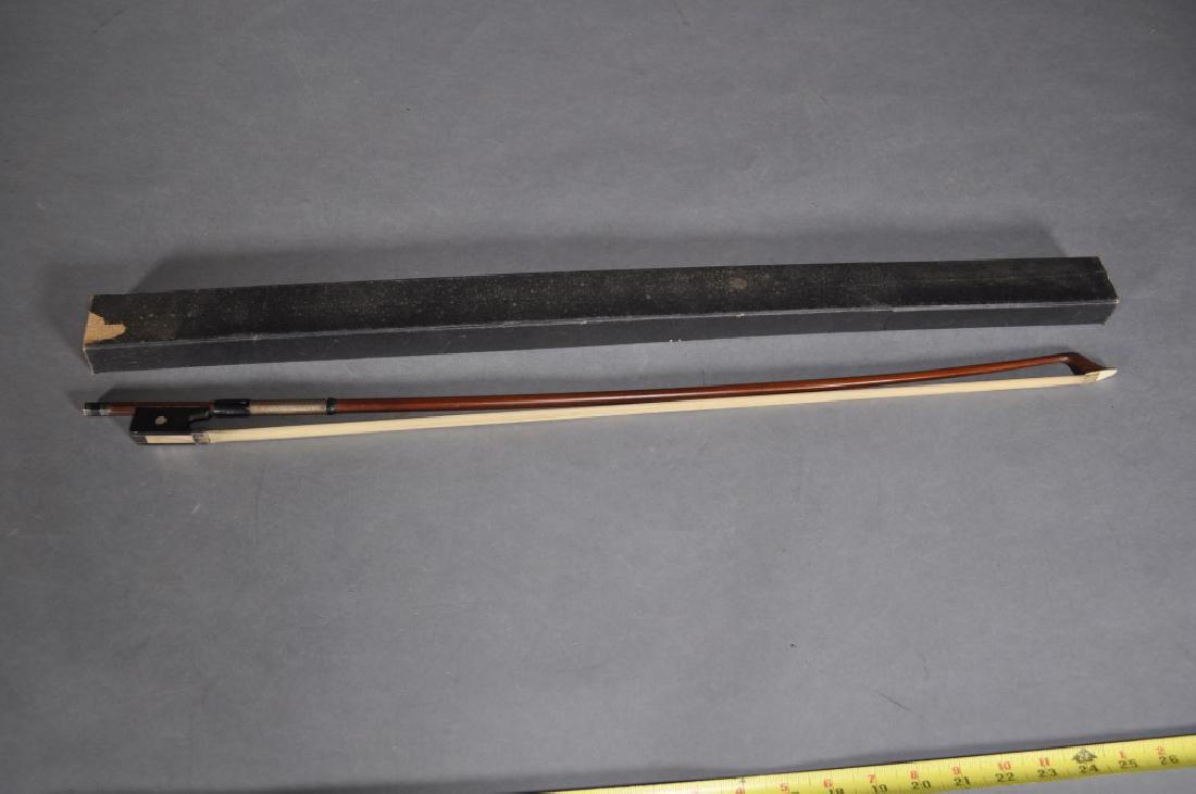 Silver-mounted Cello/viola Bow, Weight 72.7 Grams,: Octagonal Stick, Abalone Frog, Unmarked. 28"