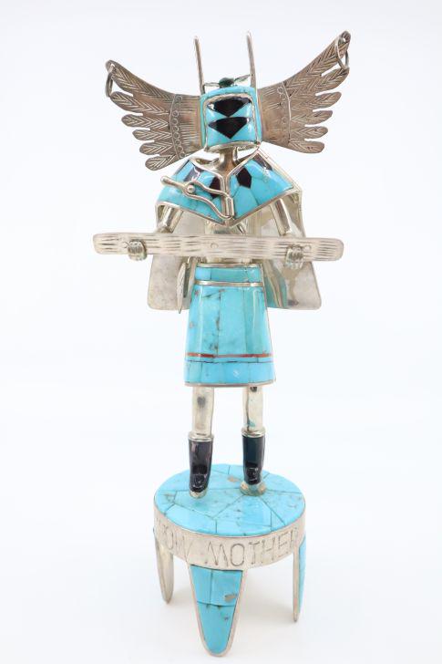 Sterling Silver And Turquoise Kachina Figure, Crow Mother, By David R. Freeland Jr., 9", 494 Grams, (1 of 6)