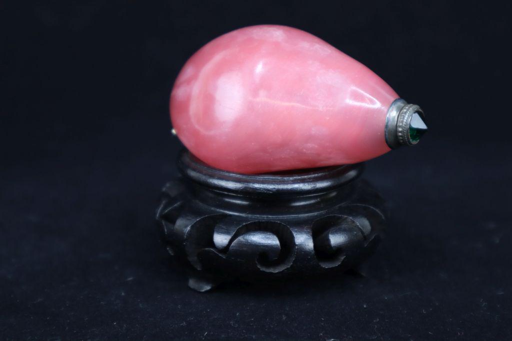 Chinese Snuff Bottle, Red Glass, 2.25"H, Top Is Glass And Metal (1 of 8)