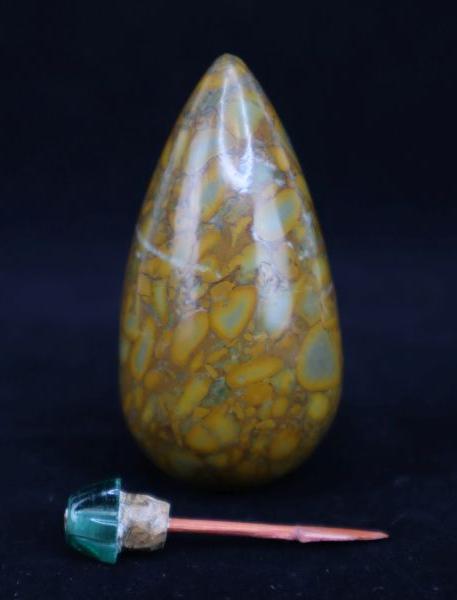 Carved Agate Natural Stone Chinese Snuff Bottle, 2.25"H, Tested As Stone (1 of 8)