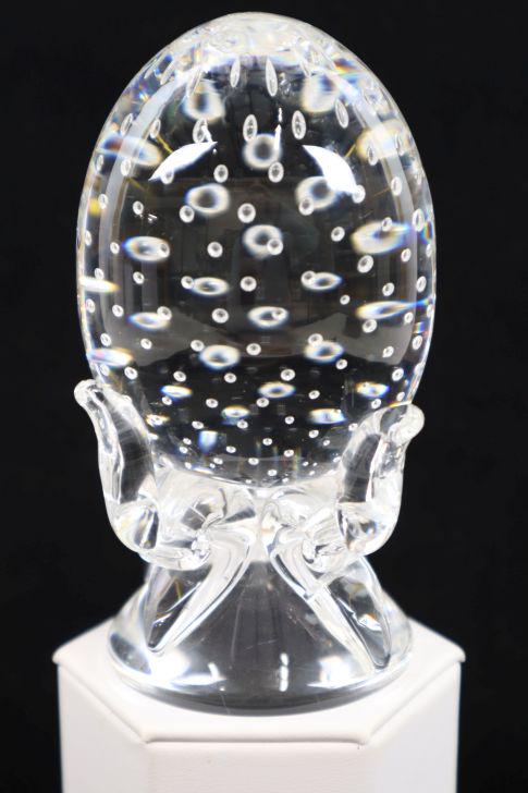 Steuben Crystal Controlled Bubble Egg Figurine Paperweight #8131 Lloyd Atkins, Signed, 4.5X2.5" (1 of 6)