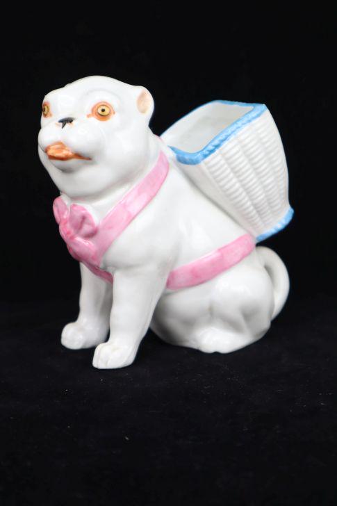 Antique Porcelain Bulldog Toothpick Holder, 4X4": Antique Porcelain Bulldog Toothpick Holder, 4X4" Estimate $10-100