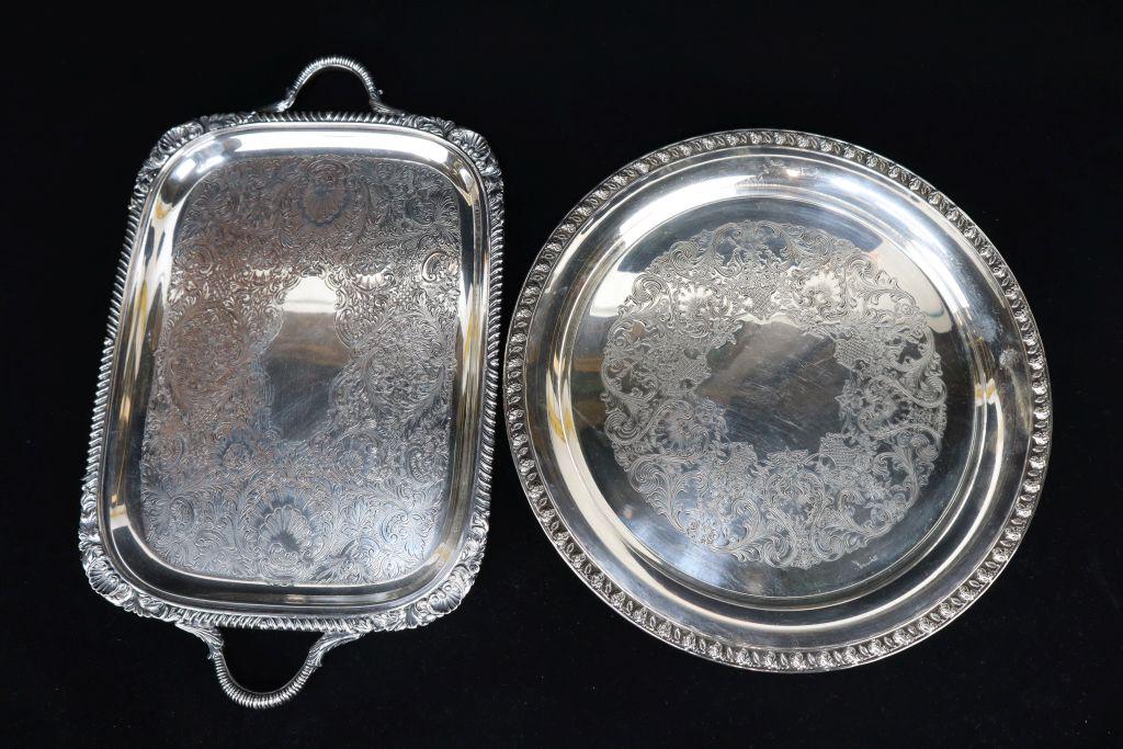 Vintage Wm Rogers Silverplate Salver And Epc Tray Both 13"W (1 of 10)