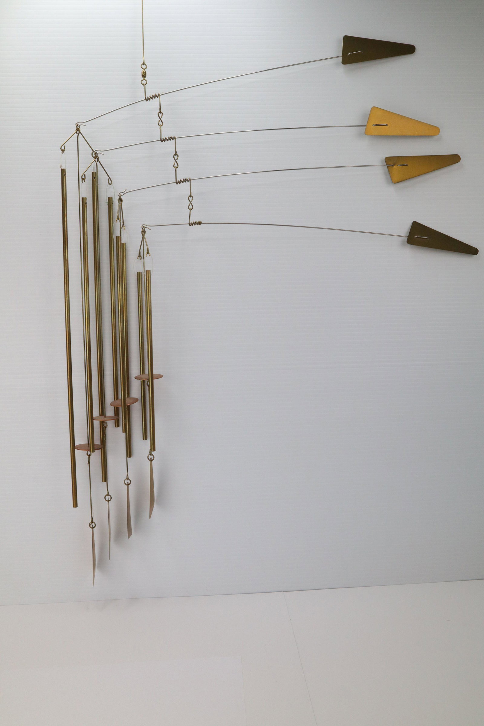HAND MADE BRASS AND COPPER MOBILE WIND CHIME: Hand Made Brass And Copper Mobile Wind Chime, 21X30"H