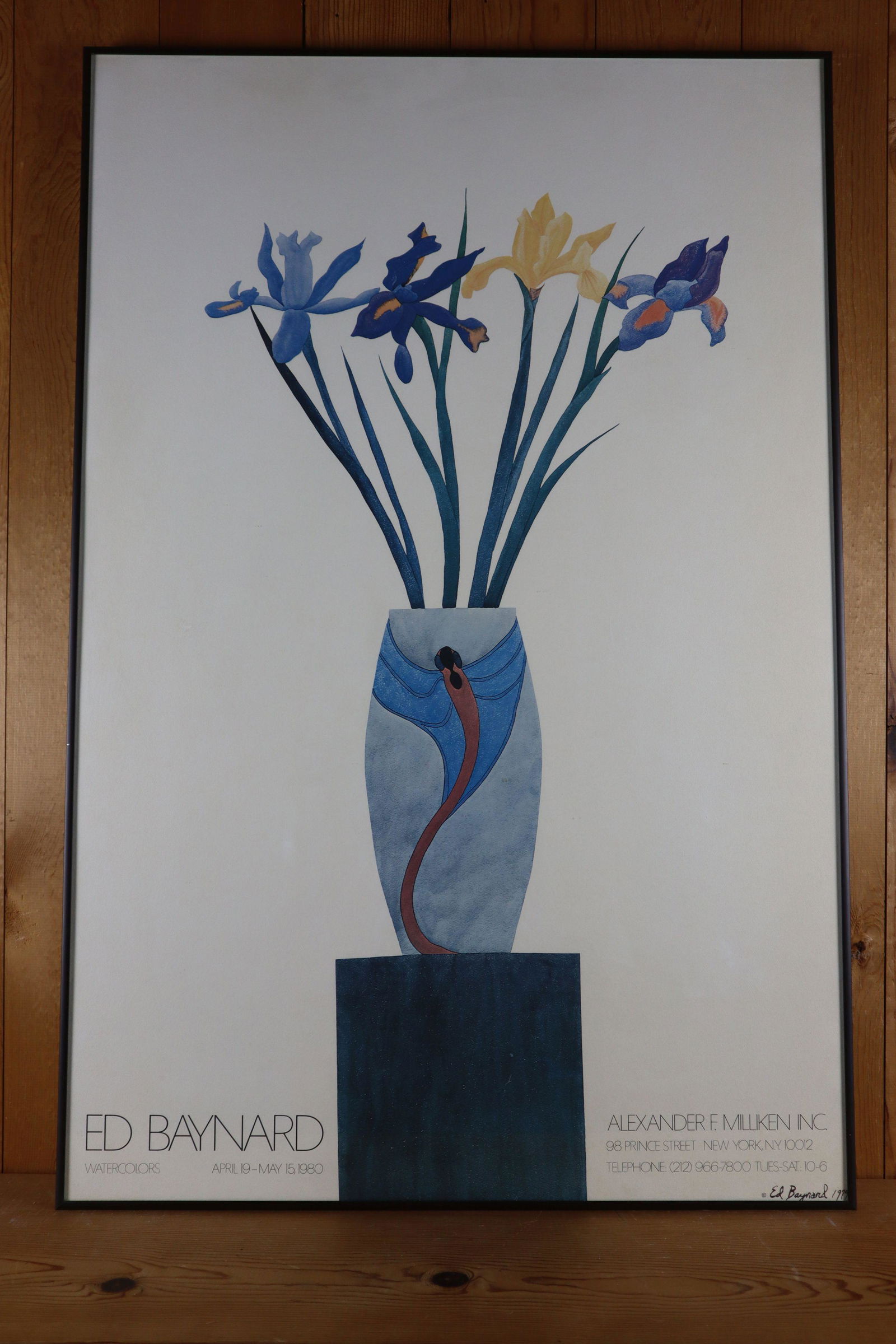 ED BAYNARD WATERCOLORS, 1980 SIGNED POSTER, FRAME 25X37.75"H,: Ed Baynard Watercolors, 1980 Signed Poster, Frame 25X37.75"H,