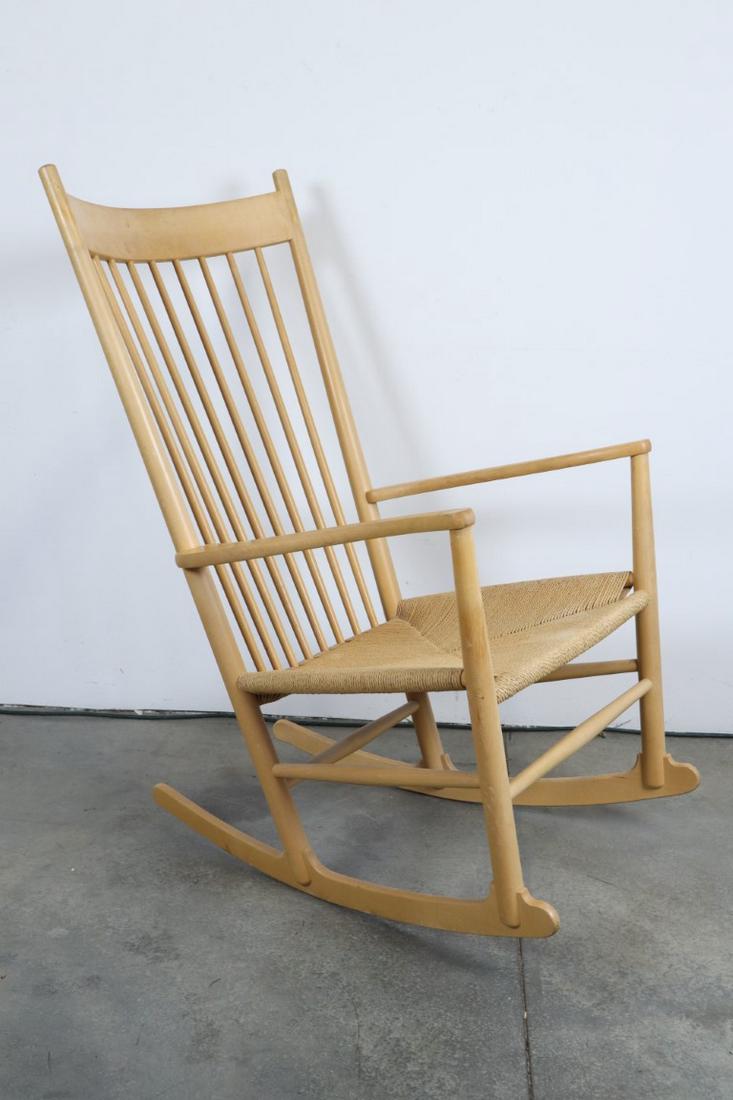 DANISH BEECH WOOD ROCKING CHAIR, TARM STOLE: Danish Beech Wood Rocking Chair, Tarm Stole, 1984 Og Mobelfabrik, With Cushions, 24X34X42