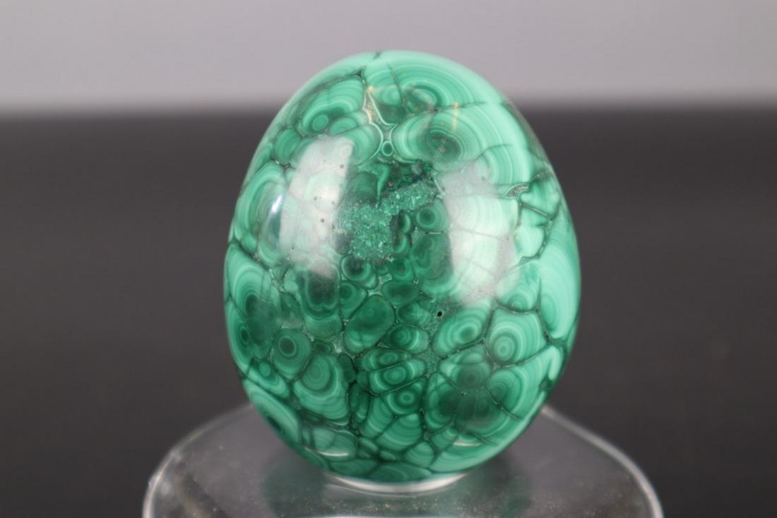 POLISHED MALACHITE EGG, 2-3/4X2-1/4, 15.2OZ: Polished Malachite Egg, 2-3/4X2-1/4, 15.2Oz