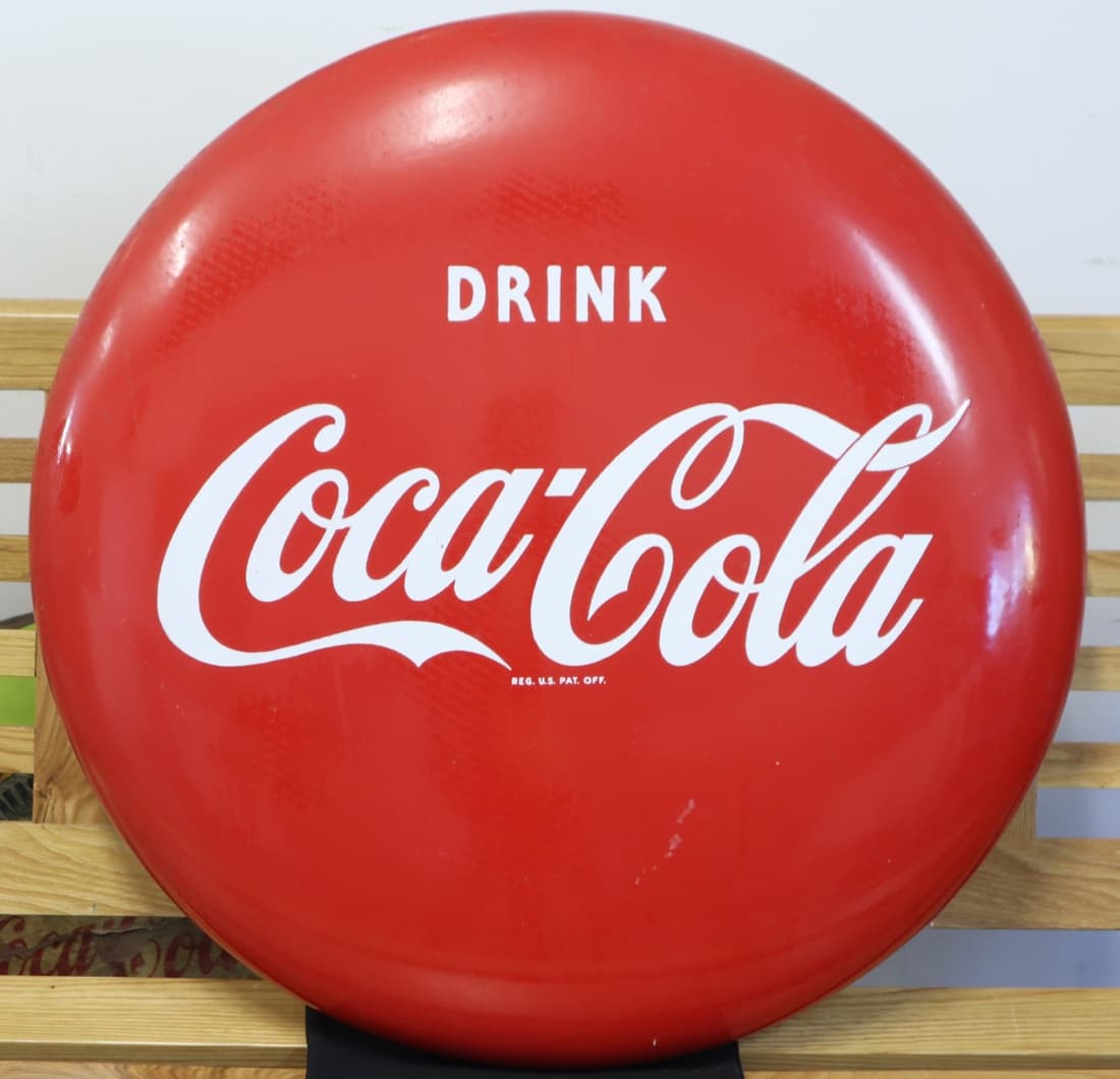 24" COCA COLA METAL ROUND BUTTON SIGN, (1 of 6)