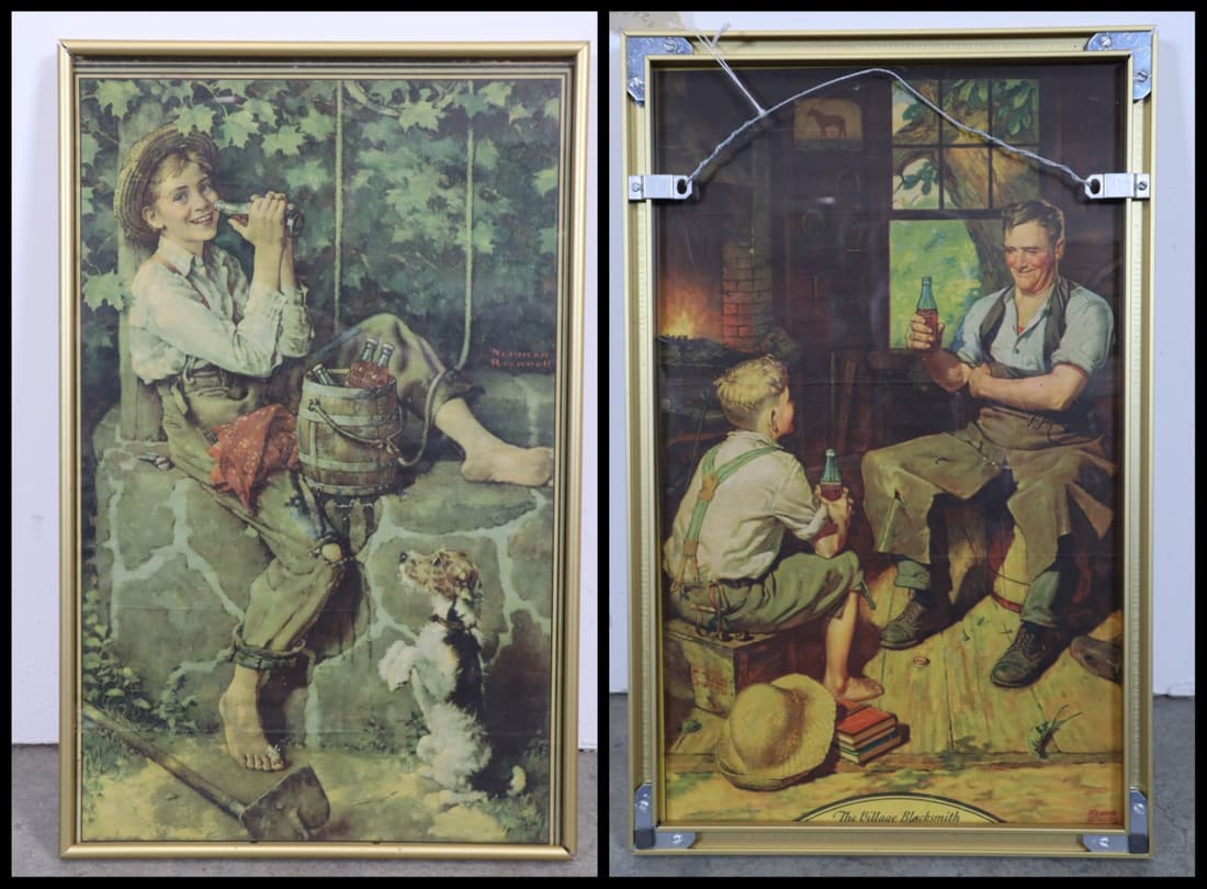 DOUBLE SIDED COCA COLA CALENDAR TOPS 1932 & 1933, MOUNTED BACK TO BACK, METAL FRAME, 11.25X17.75" (1 of 7)