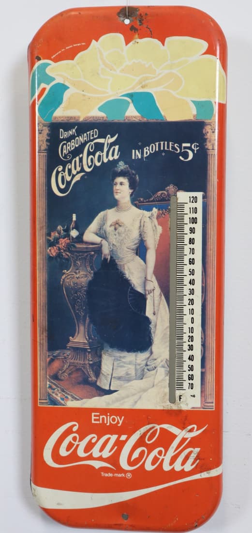 1981 COCA COLA THERMOMETER, 6X16", 46, MISSING THERMO.: 1981 COCA COLA THERMOMETER, 6X16", 46, MISSING THERMO.