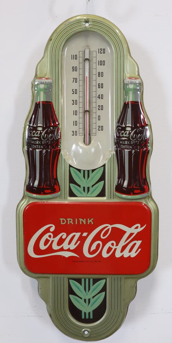 1941 ROBERTSON DUALIFE COCA-COLA TIN THERMOMETER, 7X15.75", SPRINGFIELD OHIO, MADE IN USA. (1 of 4)