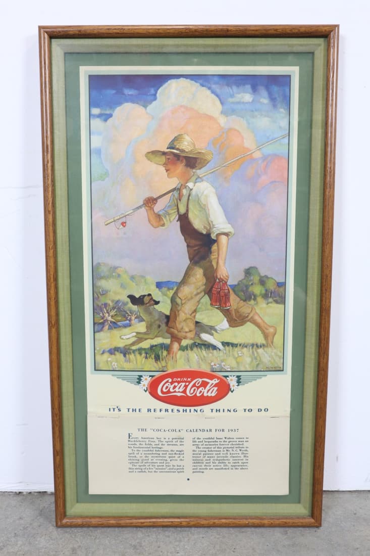 1937 COCA COLA CALENDAR, 16X28.5" FRAMED (1 of 6)