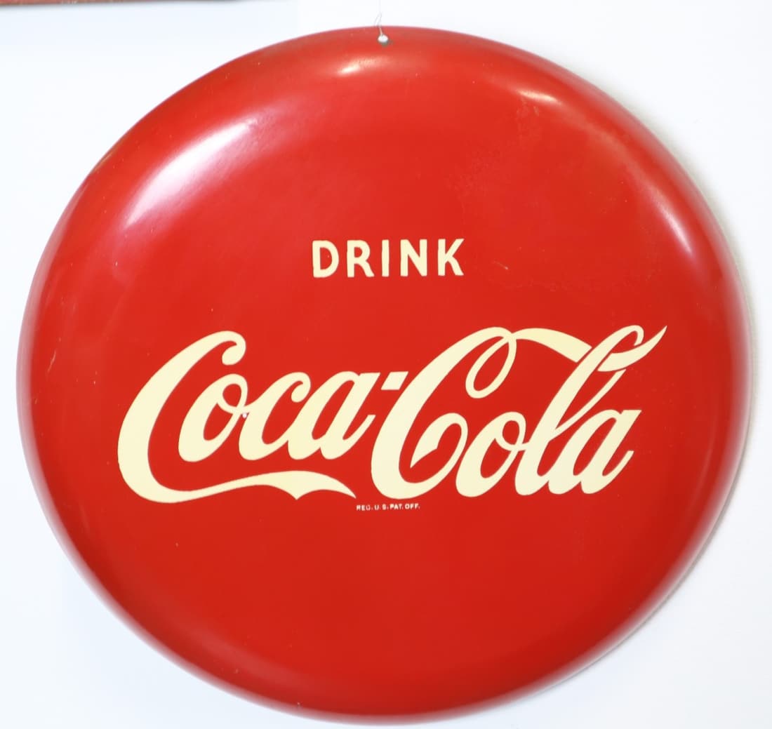 12" DRINK COCA COLA METAL ROUND BUTTON SIGN (1 of 4)