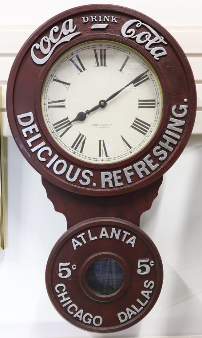 1990'S BAIRD COCA CLOCK, 18X31.75,X5": 1990'S BAIRD COCA CLOCK, 18X31.75,X5"