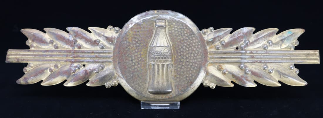 COCA COLA EMBOSSED METAL FRAME DECOR, ORIGINALLY PART OF A KAY DISPLAYS SIGN FRAME, 14" (1 of 6)