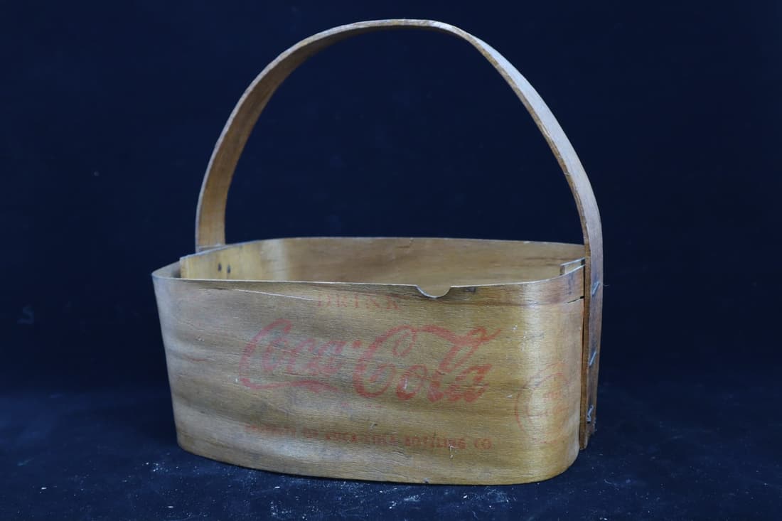 1940'S DRINK COCA COLA ICE COLD BENT WOOD BOTTLE CARRIER, 8X5.5,7.75" (1 of 7)