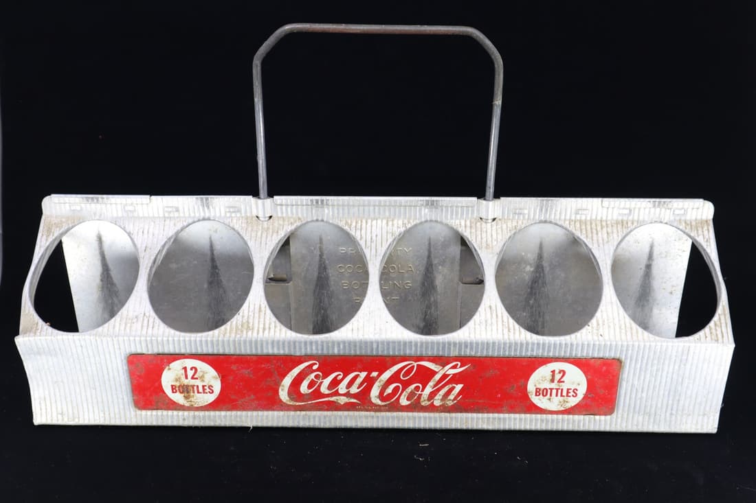 1950'S 12 BOTTLES COCA COLA EMBOSSED ALUMINUM 12-PK CARRIER, 16.25X5.25X5" (1 of 9)