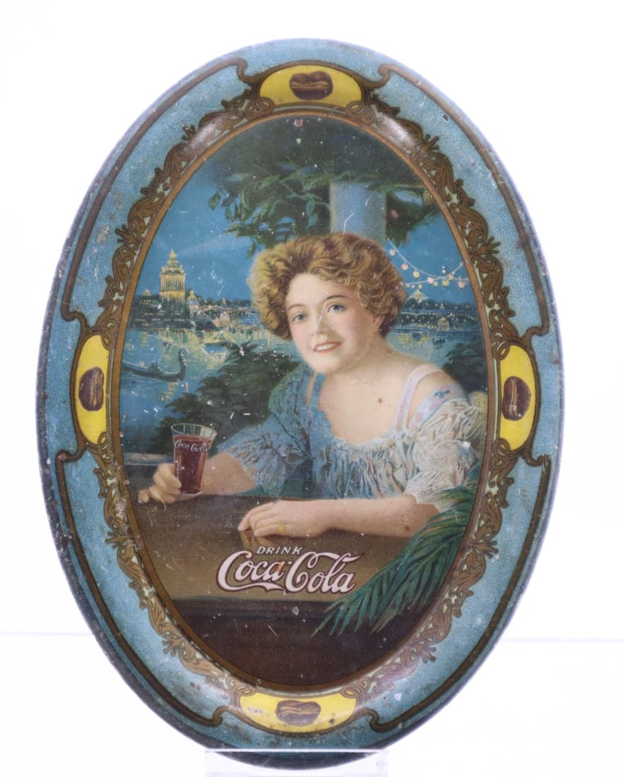 1909 COCA COLA EXHIBITION GIRL CHANGE TRAY, OVAL 4.5X6.25 (1 of 2)