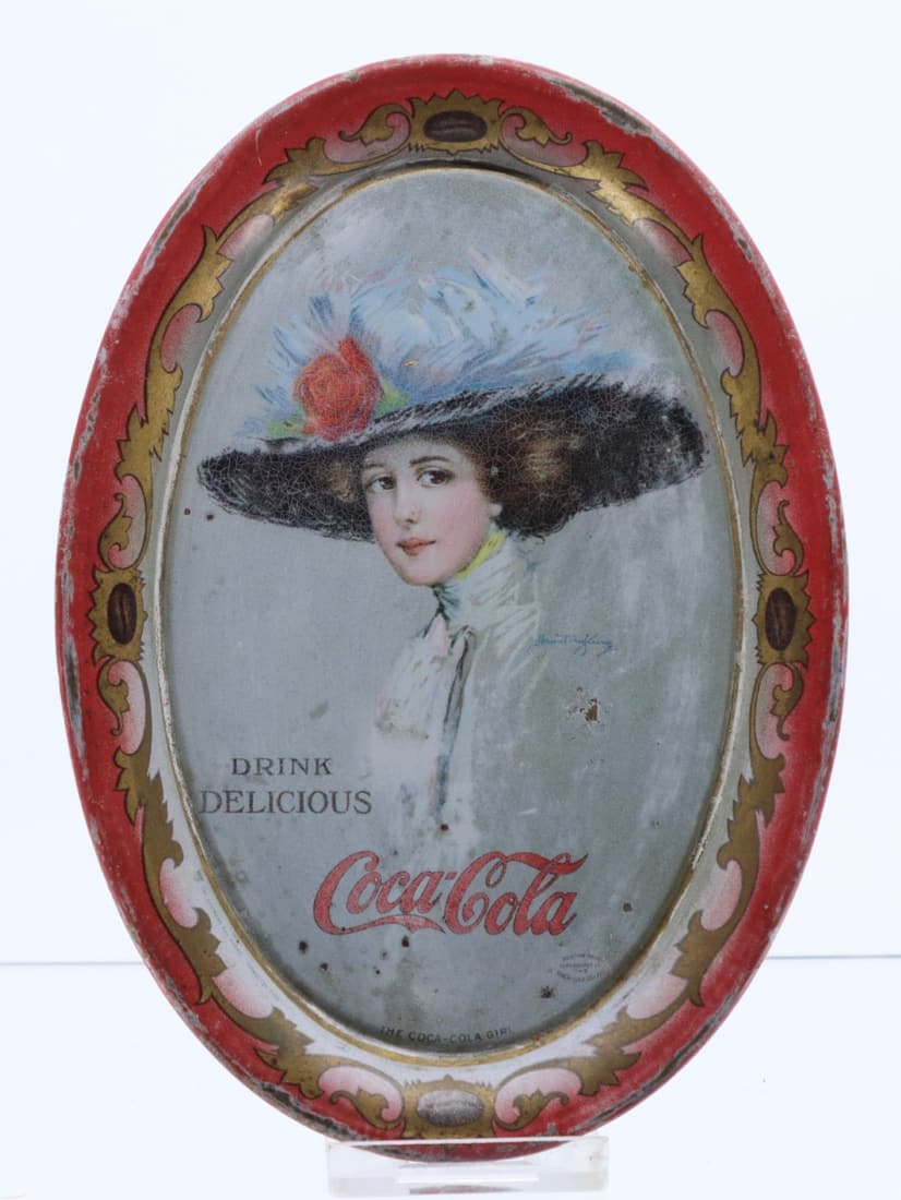 1910 COCA COLA THE COCA-COLA GIRL CHANGE TRAY, OVAL 4.5X6.25 (1 of 2)