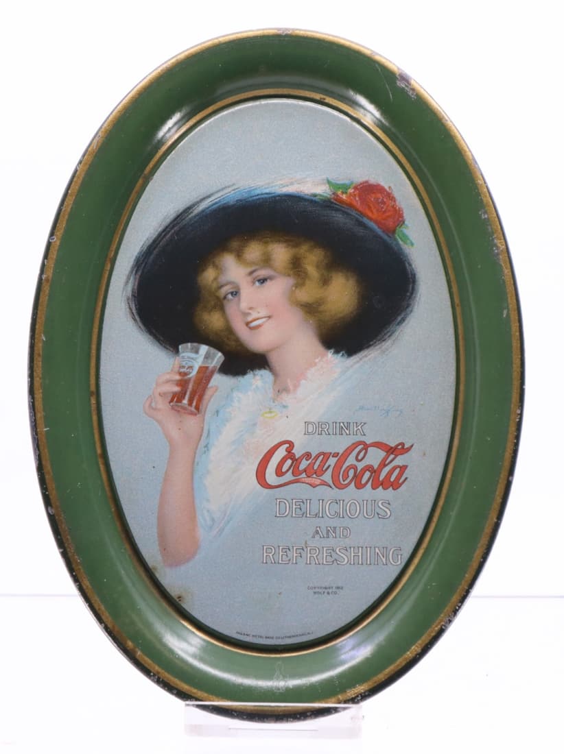 1912 COCA COLA HAMILTON KING GIRL CHANGE TRAY, OVAL 4.5X6.25 (1 of 2)