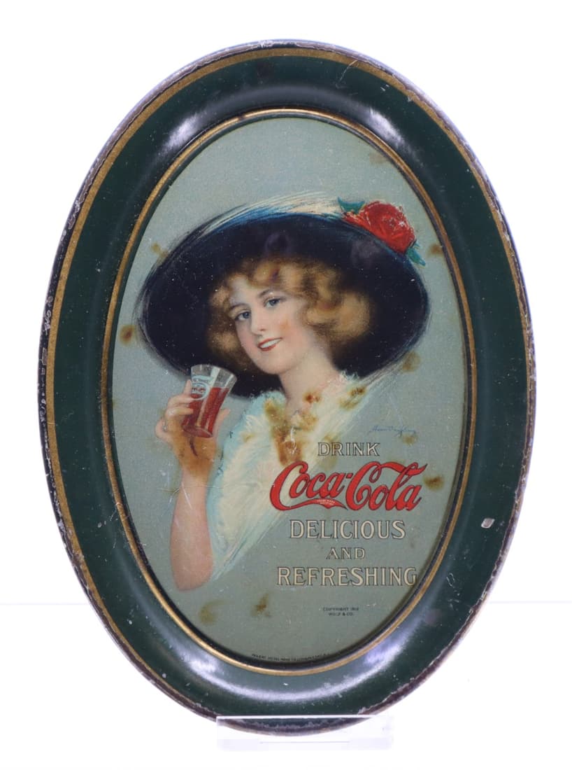 1912 COCA COLA HAMILTON KING GIRL CHANGE TRAY, OVAL 4.5X6.25 (1 of 2)