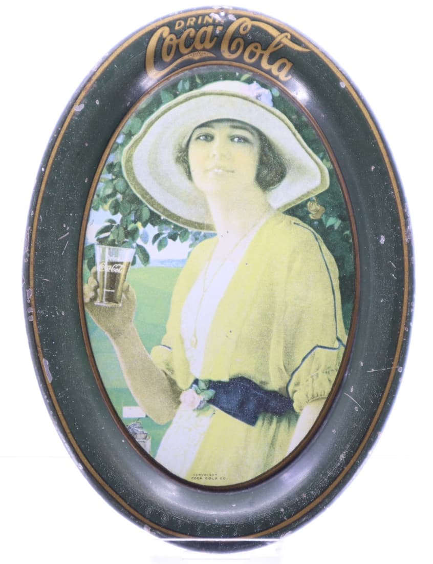 1920 COCA COLA GOLFER GIRL CHANGE TRAY, OVAL 4.25X6.25 (1 of 2)