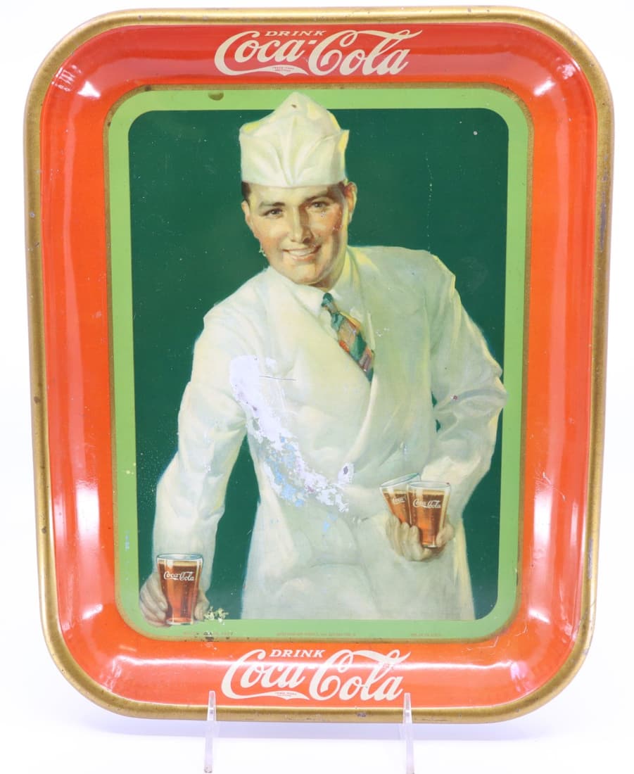 1927 COCA COLA SODA JERK TRAY, RECTANGLE 10.5X13.25 (1 of 2)