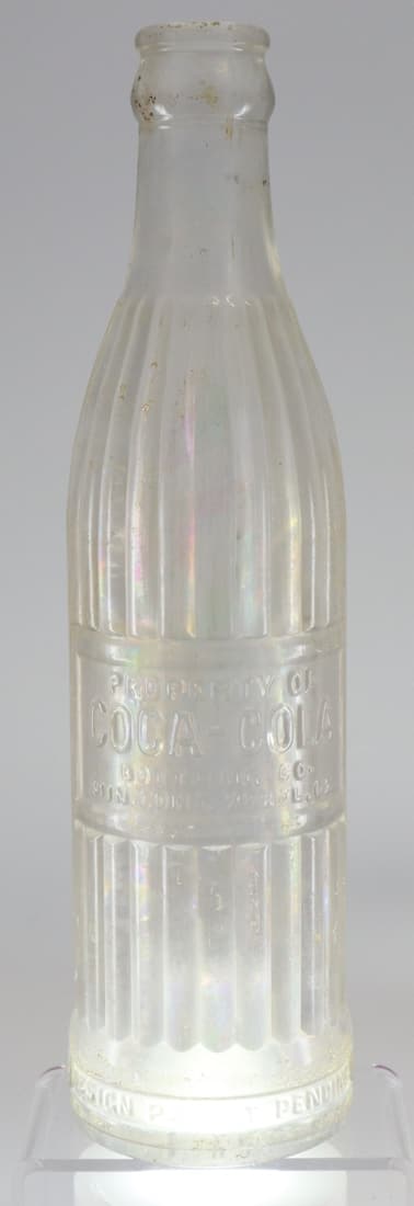 CLEAR GLASS SODA BOTTLE, KEY WEST FLA, PROPERTY OF COCA COLA BOTTLING CO. ON BODY, RIBBED SIDES, (1 of 6)