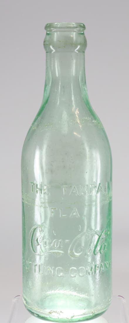 STRAIGHT SIDED COCA COLA BOTTLE, THE TAMPA FLA COCA COLA BOTTLING CO ON BODY, COCA COLA SCRIPT ON (1 of 6)