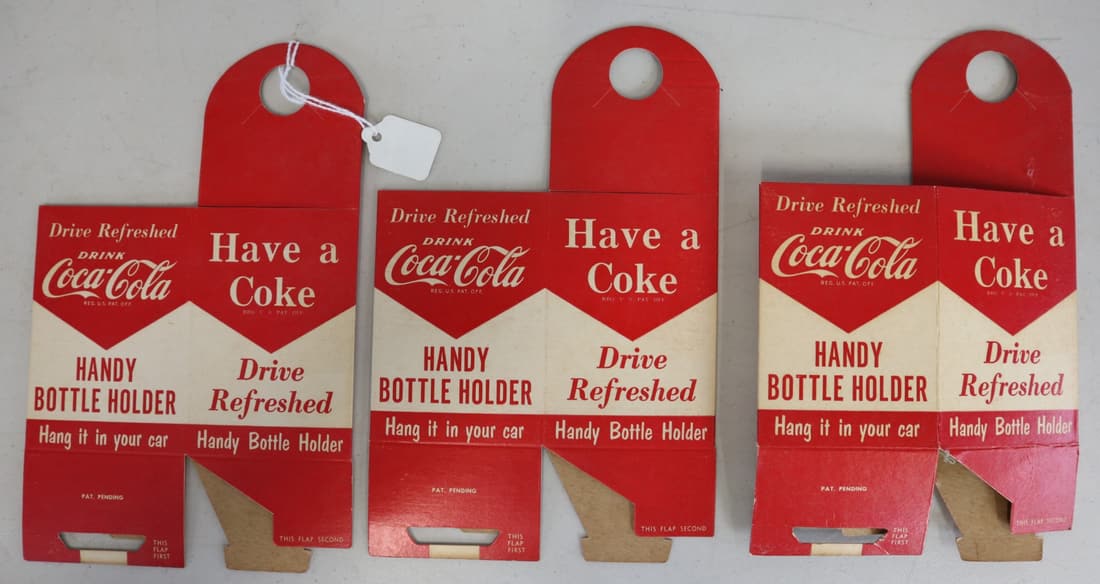 THREE 1950'S COCA COLA HANDY BOTTLE HOLDER HANG IT IN YOUR CAR. (1 of 2)