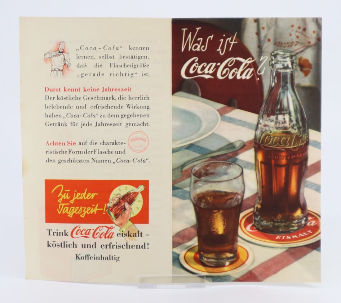 RARE GERMAN COCA COLA PAPER ADVERTISING 6.75X5.875", GETTING TO KNOW COCA-COLA": LEARNING, (1 of 2)