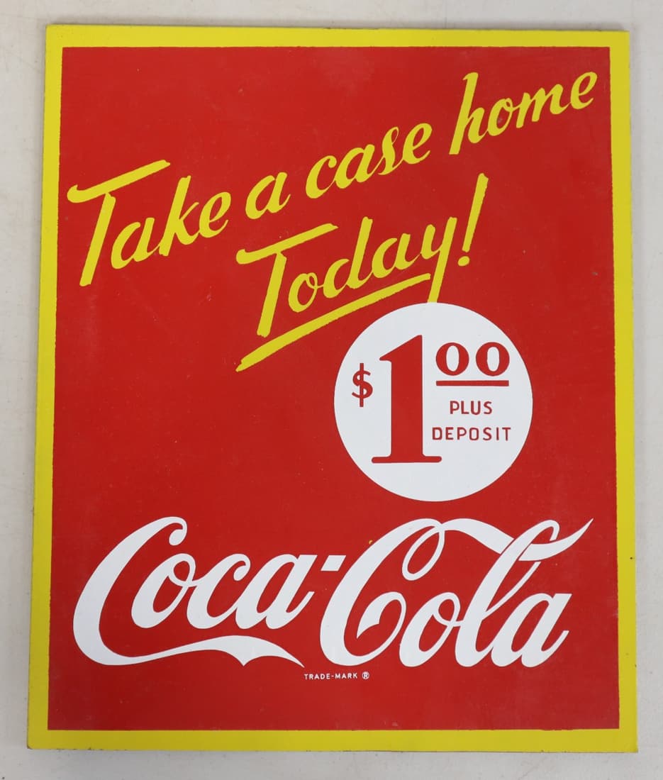 TAKE A CASE HOME TODAY! COCA COLA $1.00, MASONITE SIGN, ONE SIDED, 11.75X14.25" (1 of 4)