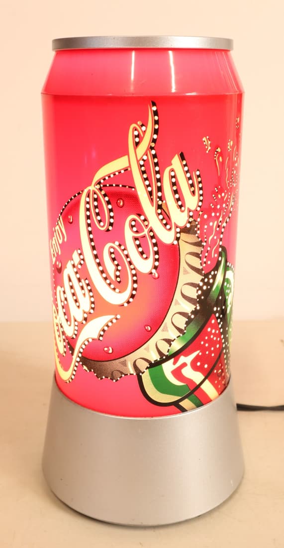 COCA COLA CAN LAMP, REVOLVING INTERIOR MAKES IT LOOK FLASHY, 12.5" (1 of 5)