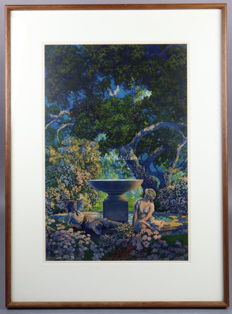 MAXFIELD PARRISH "REVERIES" EDISON MAZDA 1927, COPYRIGHT 1926 MAXFIELD PARRISH LOWER RIGHT.: DESCRIPTION: MAXFIELD PARRISH "REVERIES" EDISON MAZDA 1927, COPYRIGHT 1926 MAXFIELD PARRISH LOWER RIGHT. WEIGHT: CONDITION: Please see photos for condition. Condition is commensurate with age and use.