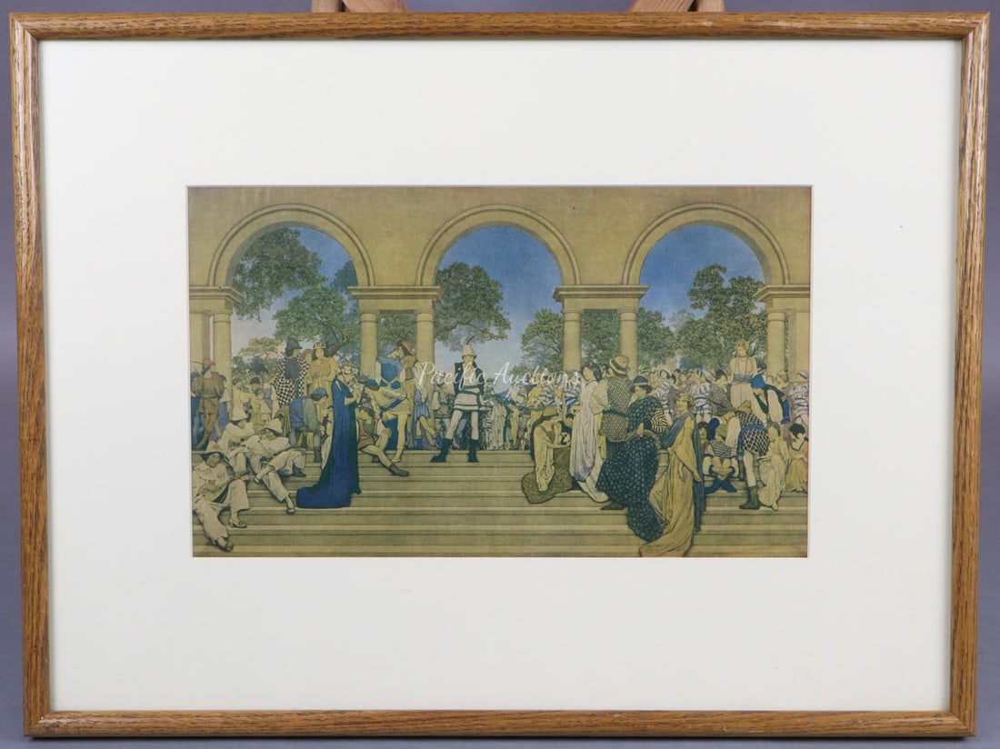 MAXFIELD PARRISH FLORENTINE FETE, OFFSET LITHO FRAMED PRINT, 22-1/4 X 16-3/4": DESCRIPTION: MAXFIELD PARRISH FLORENTINE FETE, OFFSET LITHO FRAMED PRINT, 22-1/4 X 16-3/4" WEIGHT: CONDITION: Please see photos for condition. Condition is commensurate with age and use. We aim to tak