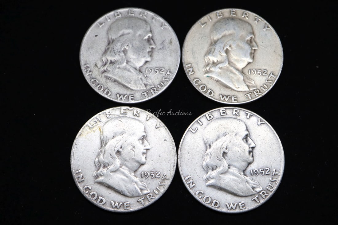FOUR 1952-D FRANKLIN HALF DOLLARS (1 of 2)