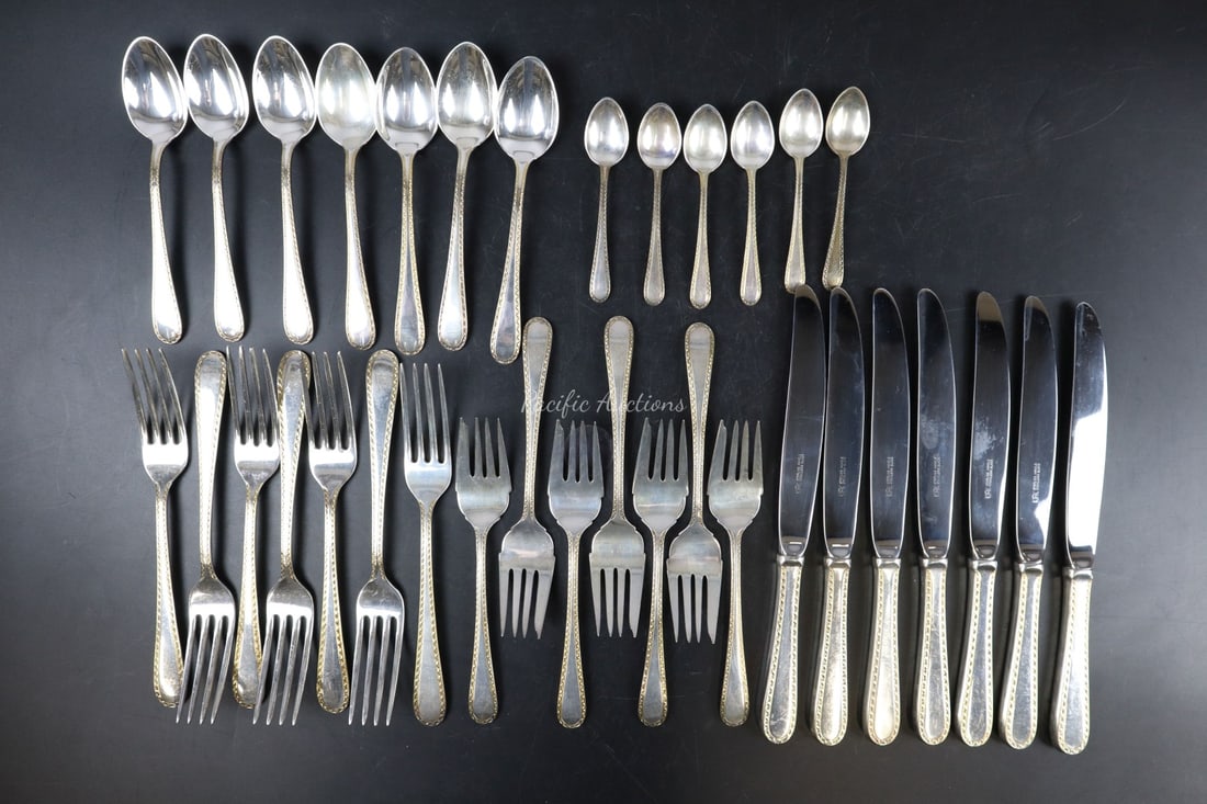 KIRK STIEFF STERLING SILVER FLATWARE, 906 GRAMS SOLID, 445 GRAMS KNIVES STERLING HANDLES STAINLESS S (1 of 5)