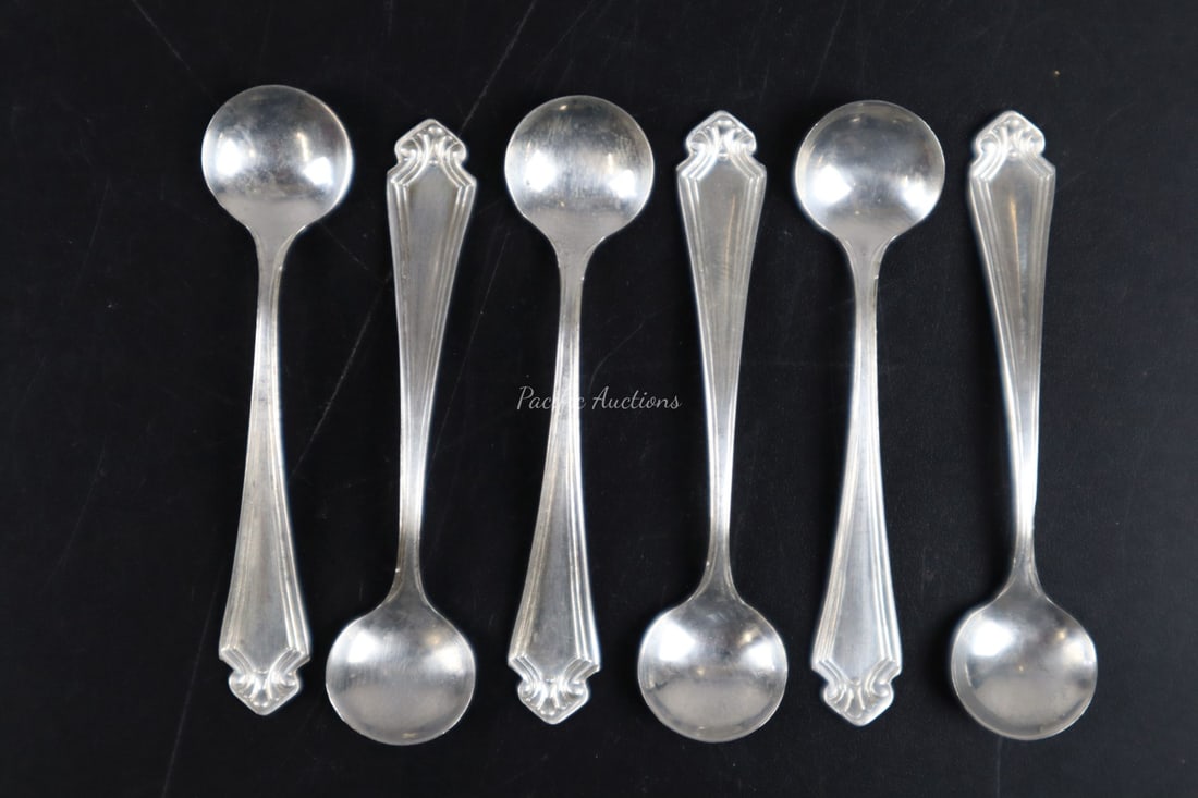 SIX BAKER MANCHESTER VAN BUREN STERLING SILVER SALT SPOONS, PROVIDENCE, RI. 1916 (1 of 2)