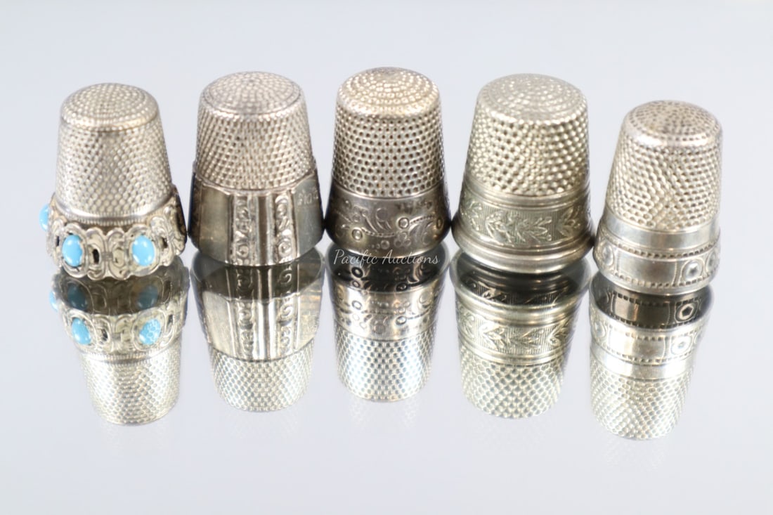 STERLING SILVER THIMBLES, 24 GRAMS, 5 PCS (1 of 2)