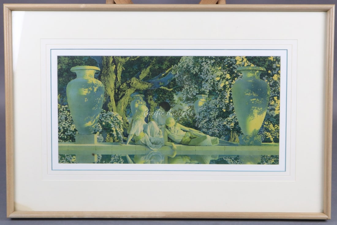 MAXFIELD PARRISH GARDEN OF ALLAH, OFFSET LITHOGRAPH, FRAMED PRINT, 25-1/2 X 16-3/4": DESCRIPTION: MAXFIELD PARRISH GARDEN OF ALLAH, OFFSET LITHOGRAPH, FRAMED PRINT, 25-1/2 X 16-3/4" WEIGHT: CONDITION: Please see photos for condition. Condition is commensurate with age and use. We aim