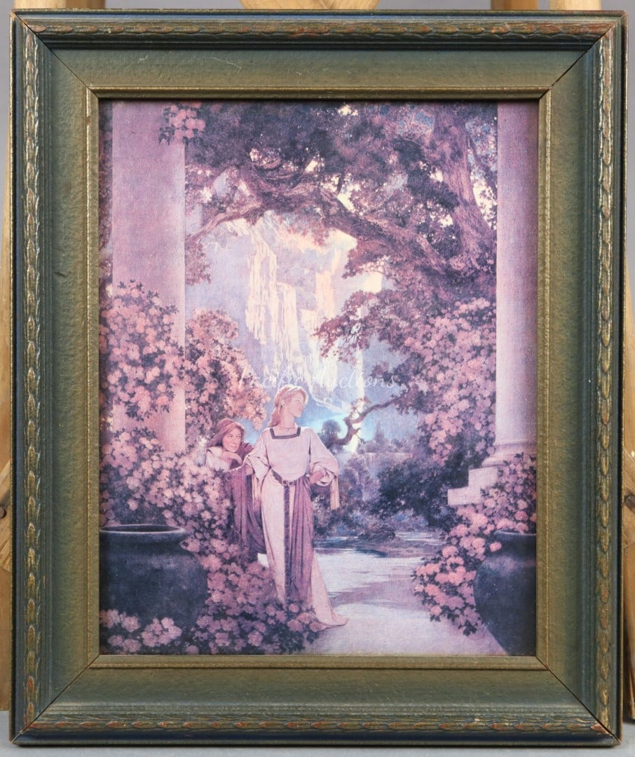 MAXFIELD PARRISH LAND OF MAKE-BELIEVE PRINT IN PERIOD FRAME, 10-1/2 X 12-1/2" (1 of 3)