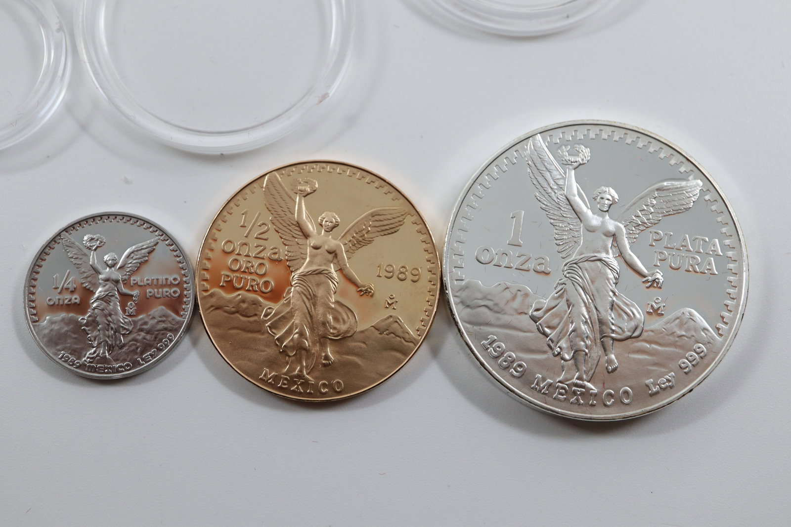 1989 PROOF RAINBOW SET; 7.776G PLATINUM, 17.278G GOLD, 31.103G SILVER. THE GOLD AND PLATINUM COINS H (1 of 8)