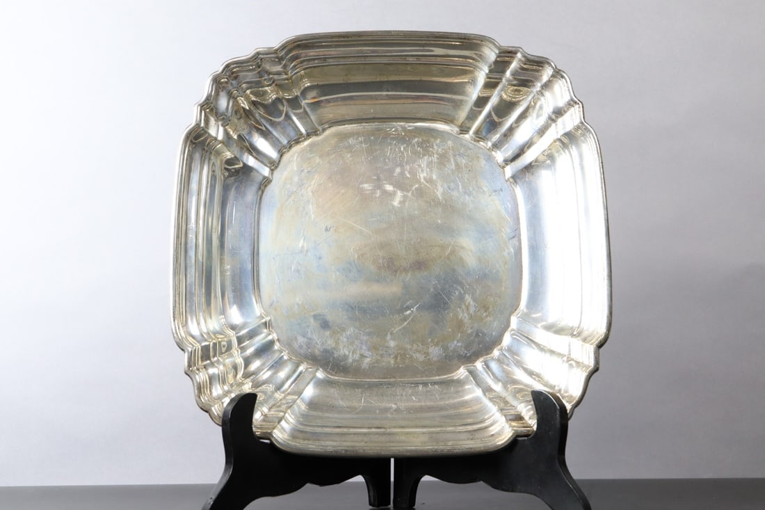 GORHAM STERLING SILVER SQUARE BOWL "769", 793 GRAMS, 11 X 11 X 1-3/4" (1 of 4)