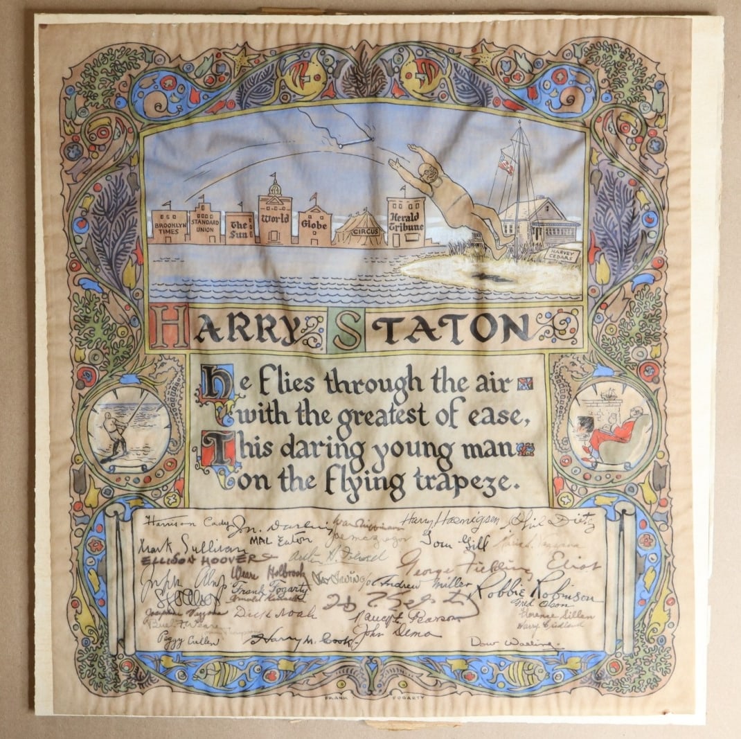 1947 ORIGINAL FRANK FOGARTY MEDIEVAL STYLE ILLUSTRATION ARTWORK DEDICATION FOR THE RETIREMENT OF HAR (1 of 6)