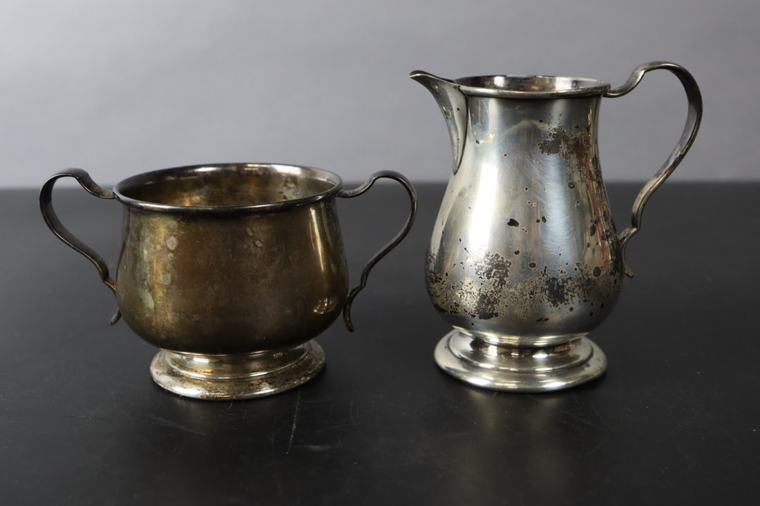 STERLING SILVER CREAM AND SUGAR, ROGERS, LUNT BOWLEN GREENFIELD MASS., 1132 & 1133, 190 GRAMS, 2 1/2: DESCRIPTION: STERLING SILVER CREAM AND SUGAR, ROGERS, LUNT BOWLEN GREENFIELD MASS., 1132 & 1133, 190 GRAMS, 2 1/2 & 3 1/2" WEIGHT: CONDITION: Please See Photos For Condition. Condition Is Commensurate