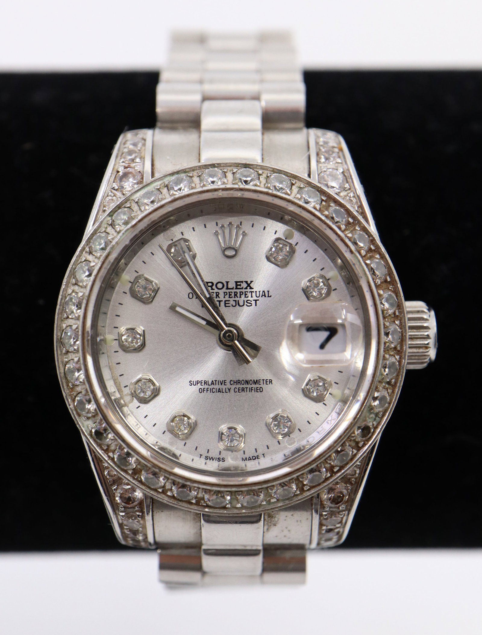 2004 LADIES ROLEX OYSTER DIAMOND 18K WHITE GOLD & STAINLESS STEEL PERPETUAL DATEJUST 69173 26MM (1 of 20)